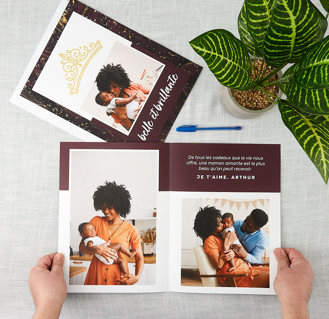 Cartes de souhaits velours métallisées pliées de 9 x 12 po