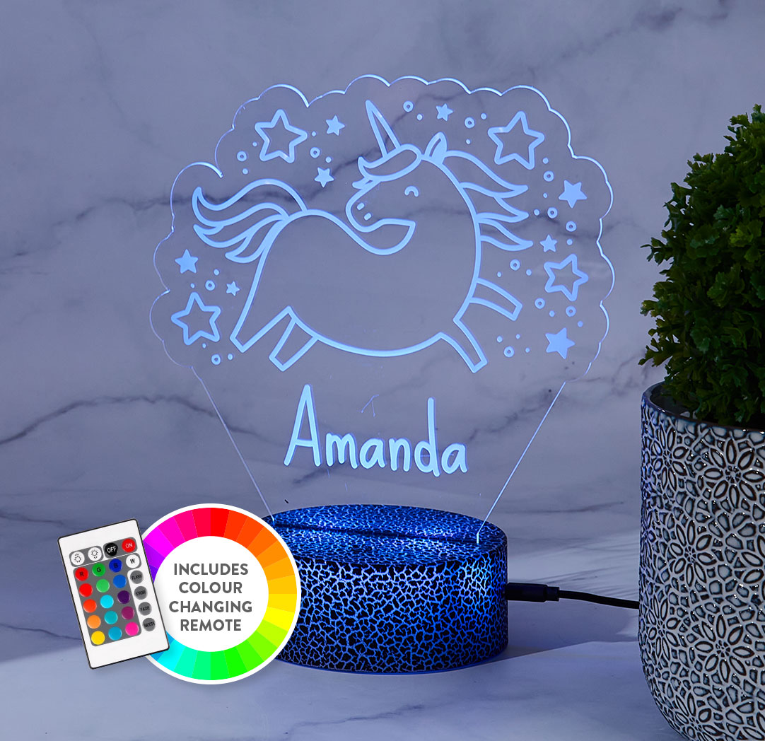 Personalized Cracked Black LED Sign - Unicorn