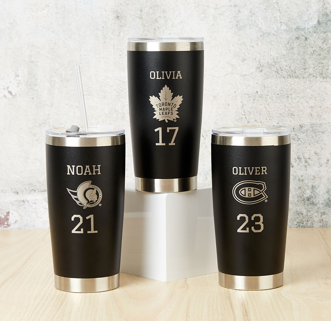 600ml Black Personalized NHL Tapered Tumbler
