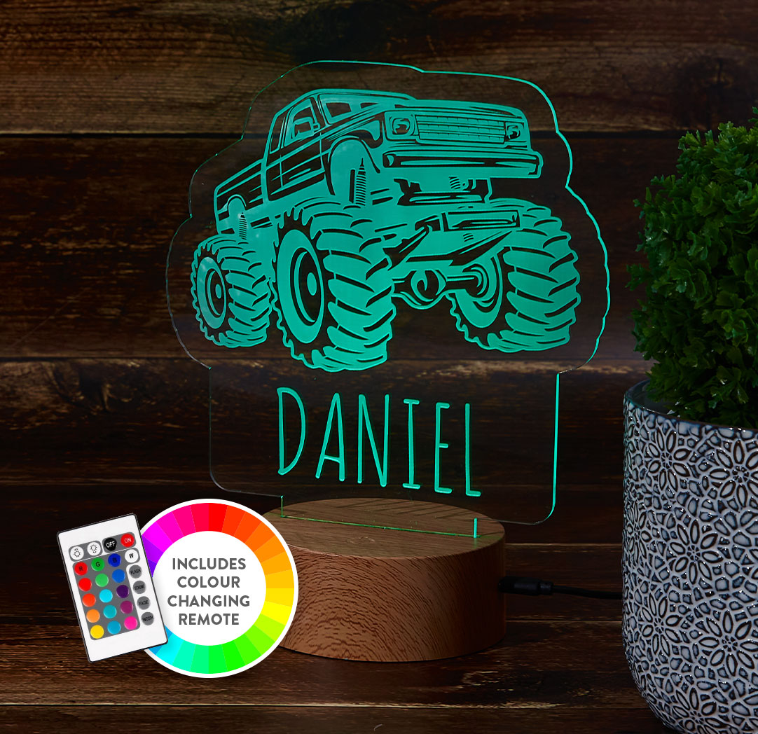Personalized Wood LED Sign - Monster Truck