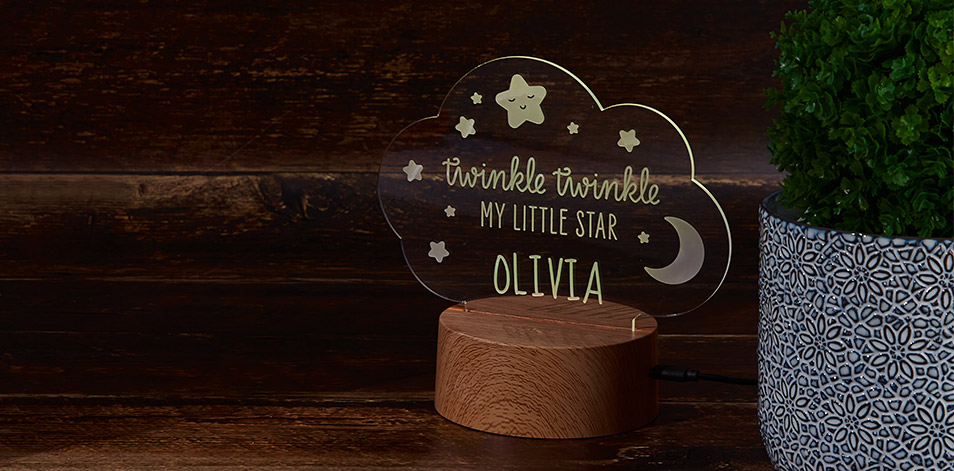 Personalized Wood LED Sign - Twinkle, Twinkle