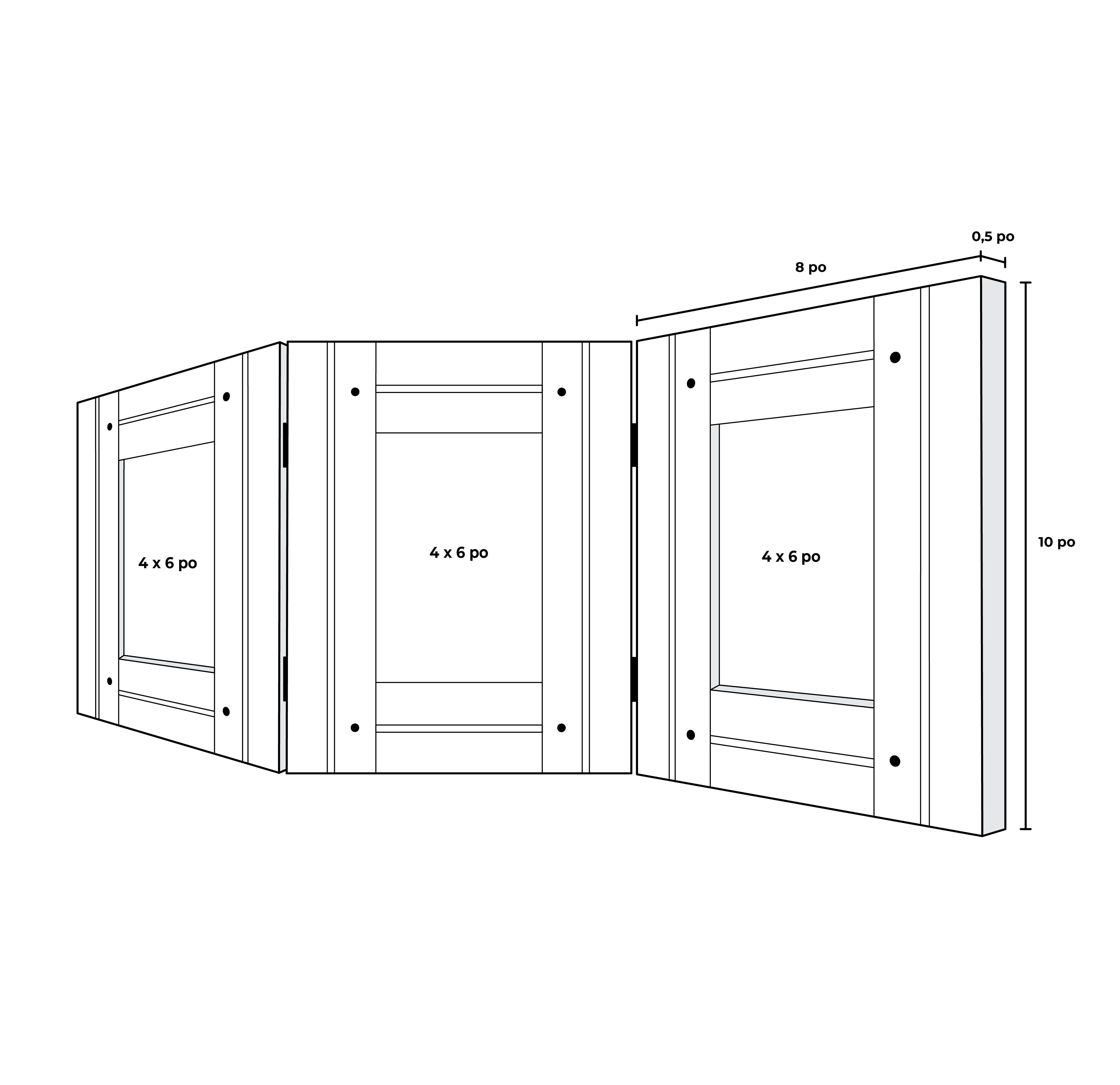 Cadre pliant en bois vert et blanc 4 x 6 po (3)