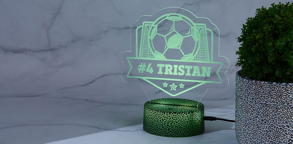 Personalized Cracked Black LED Sign - Soccer