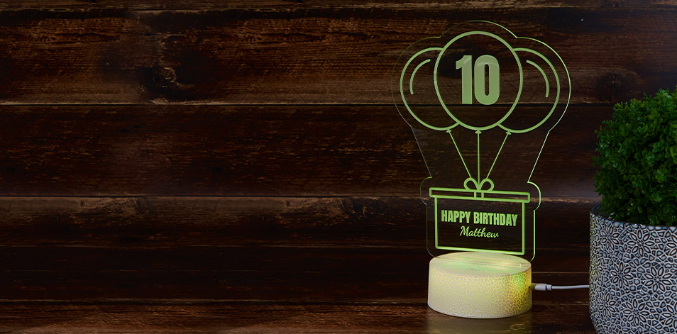 Panneau à DEL personnalisé blanc craquelé  - Ballons d’anniversaire