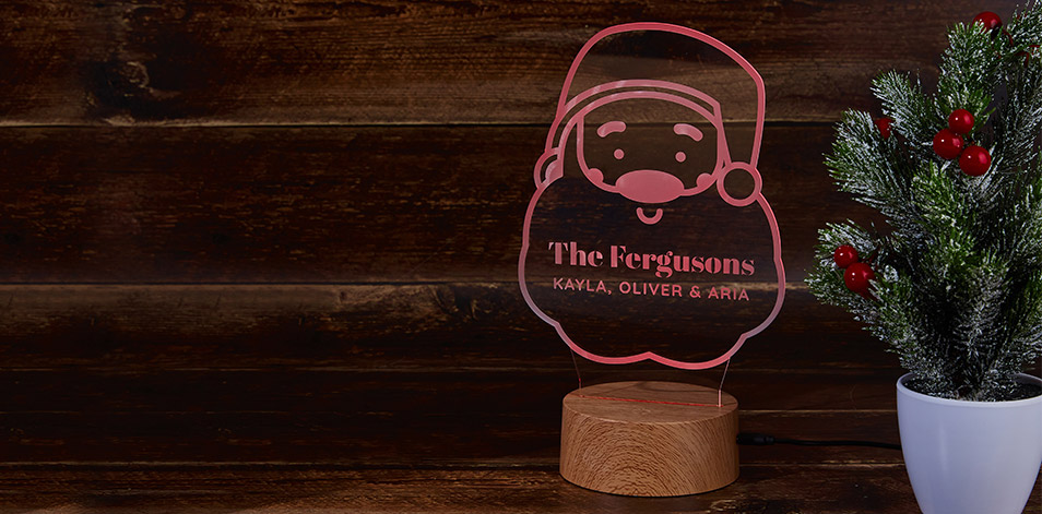 Personalized Wood LED Sign – Santa