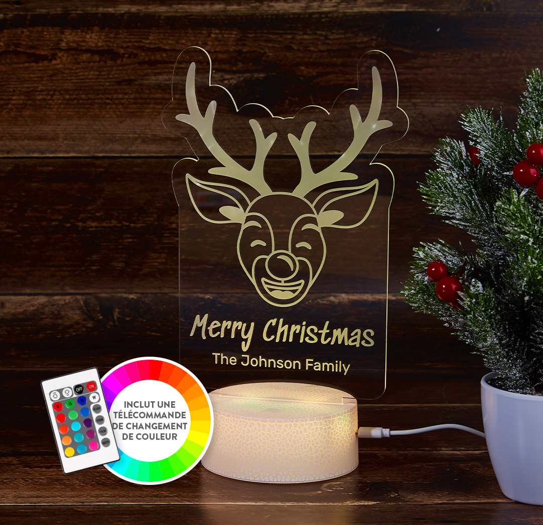 Panneau à DEL personnalisé blanc craquelé - Renne