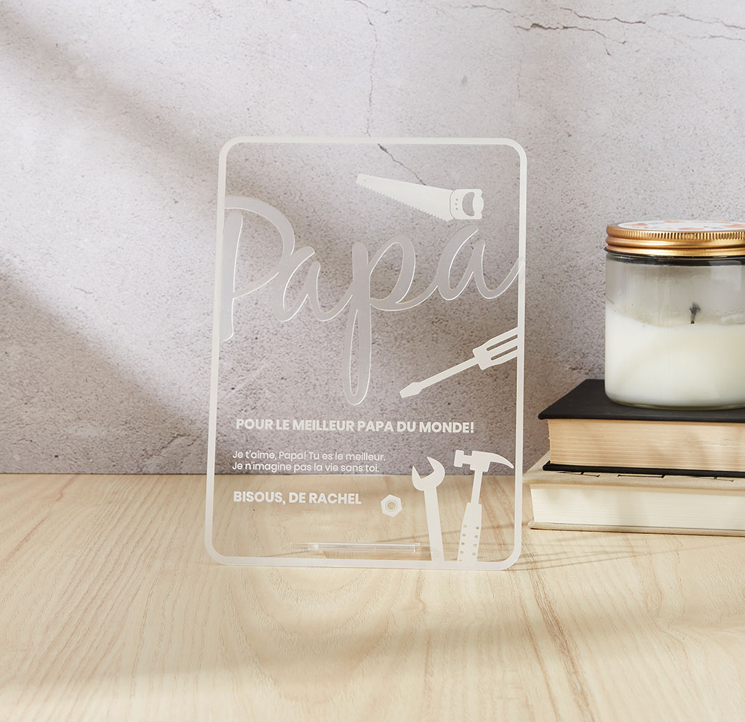 Carte décorative Papa - Acrylique transparent