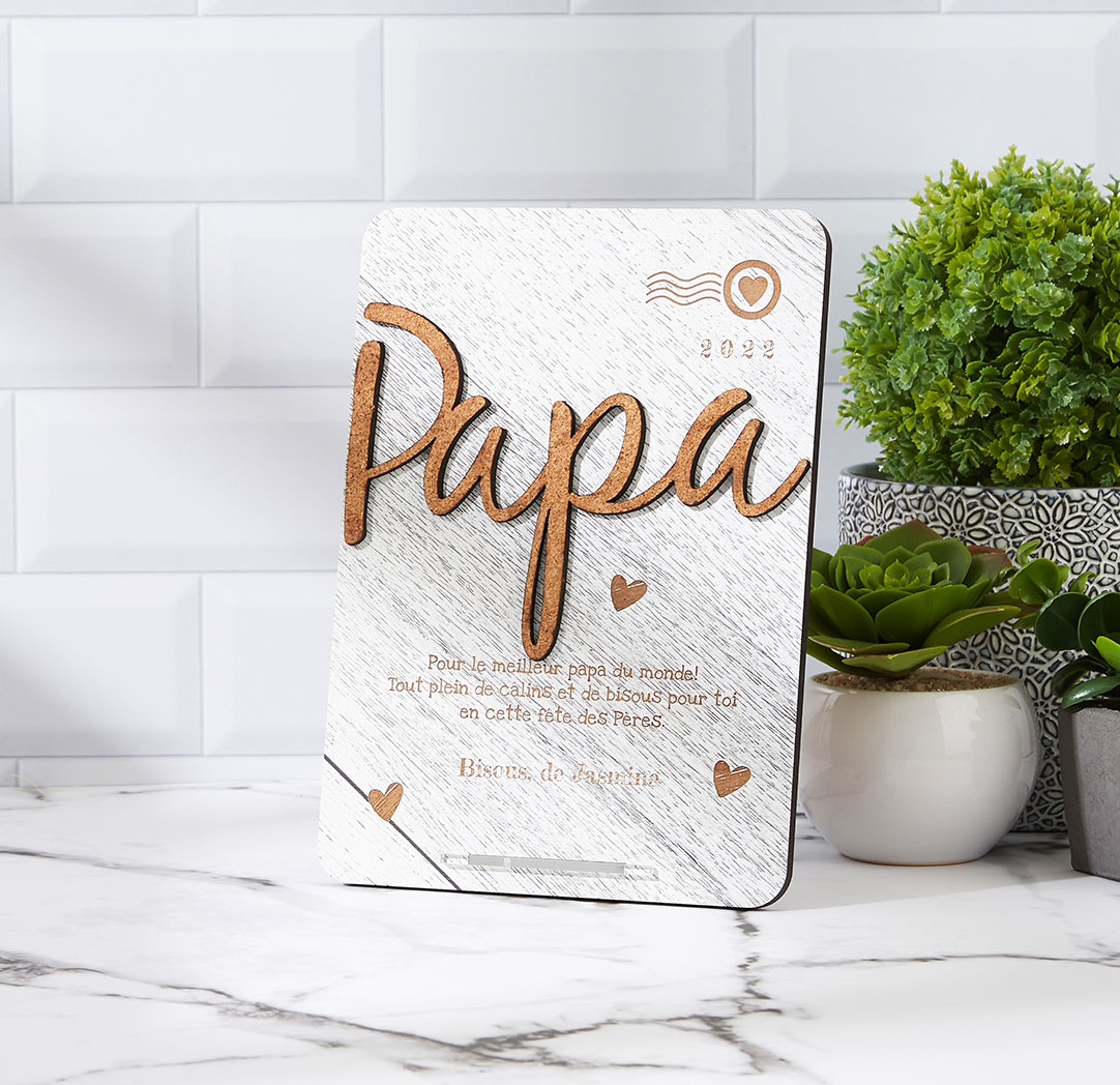 Papa Desktop Card - Wood