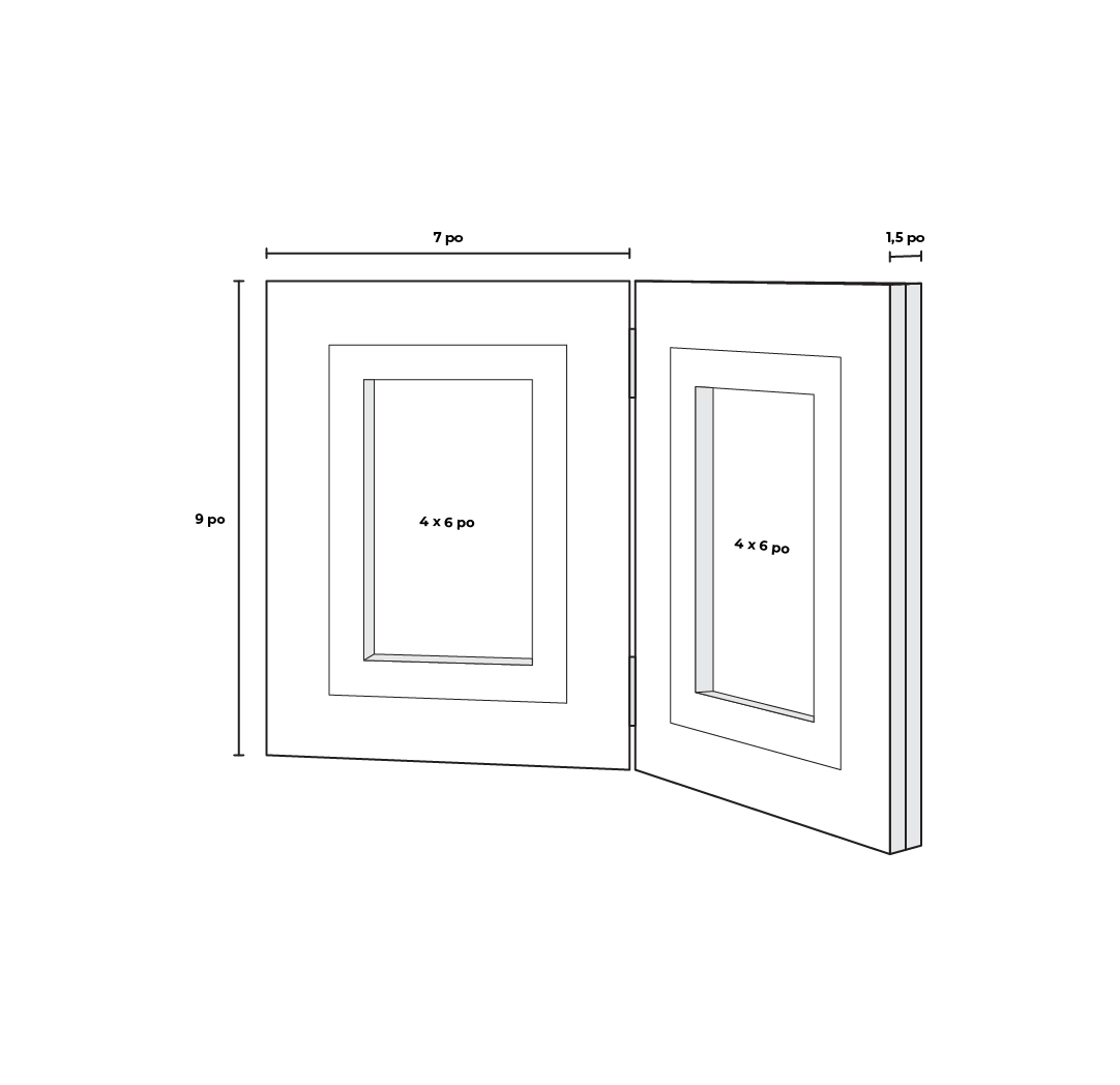 Cadre marron rustique 4 x 6 po (2)