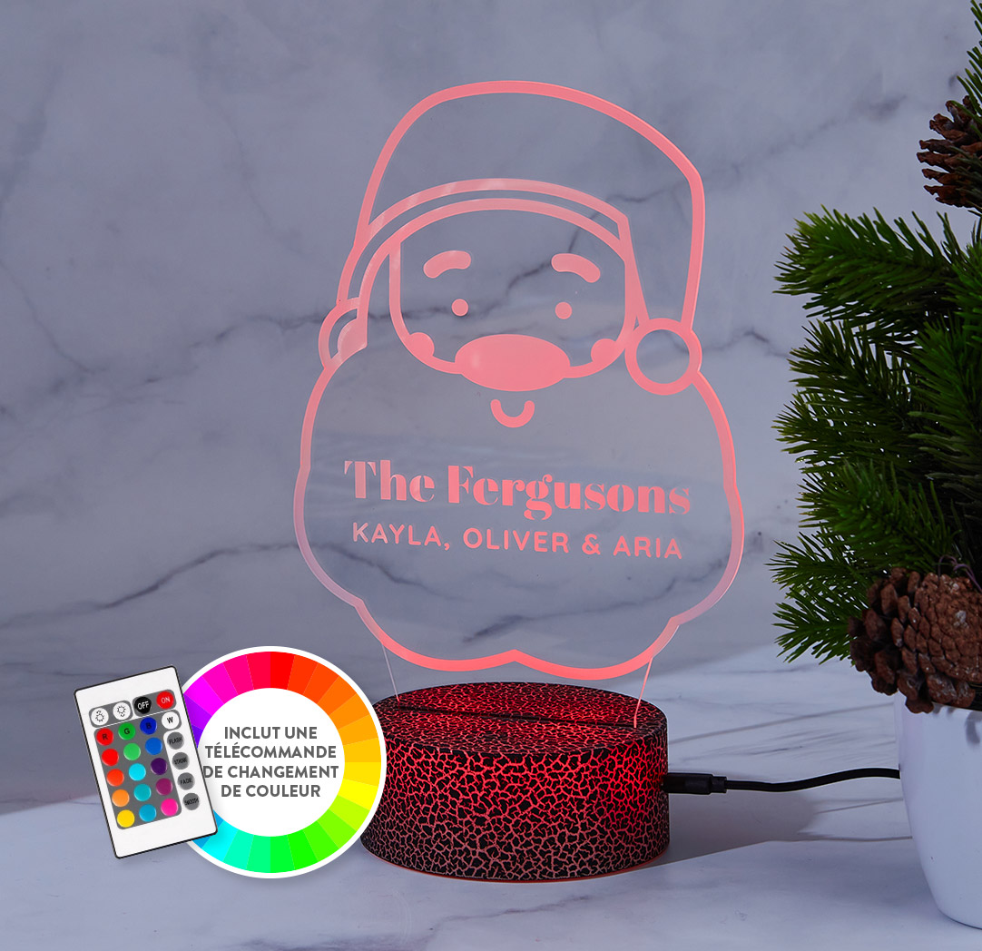 Panneau à DEL personnalisé noir craquelé - Père Noël