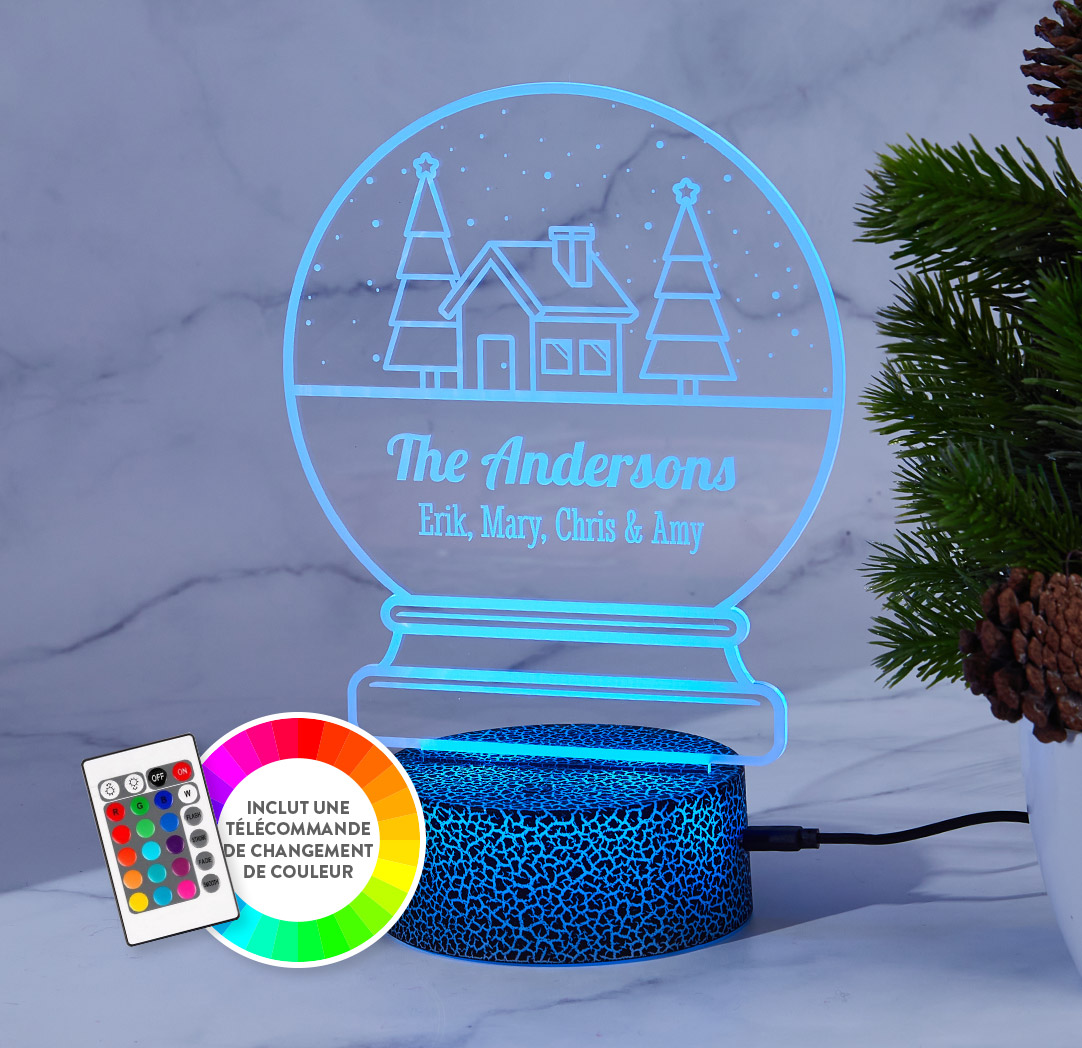 Panneau à DEL personnalisé noir craquelé - Boule à neige