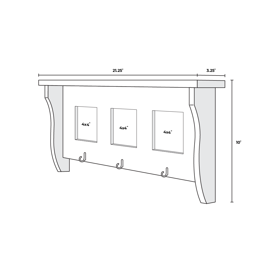 4x4 White Distressed Hooks (3)