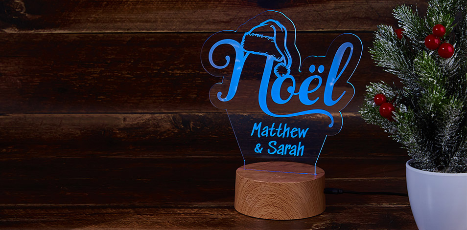 Personalized Wood LED Sign - Noël 