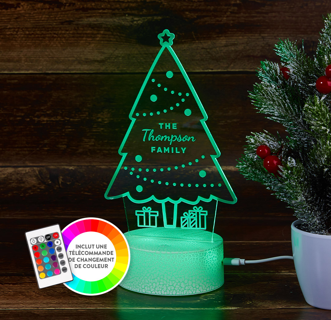 Panneau à DEL personnalisé blanc craquelé - Arbre de Noël