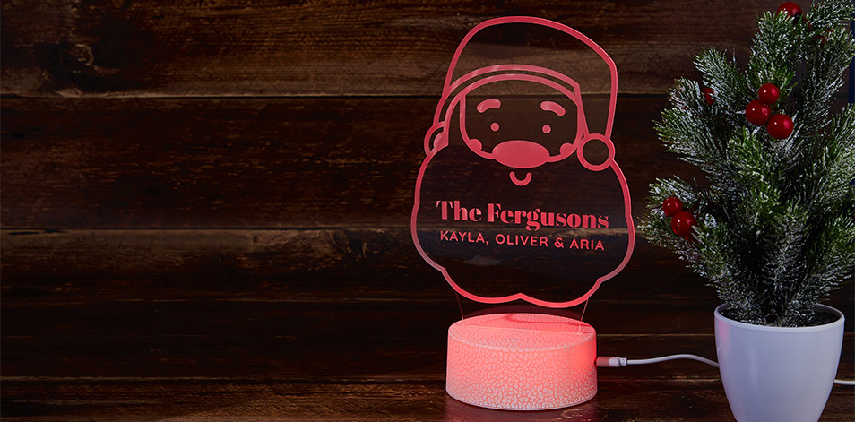 Personalized Cracked White LED Sign – Santa