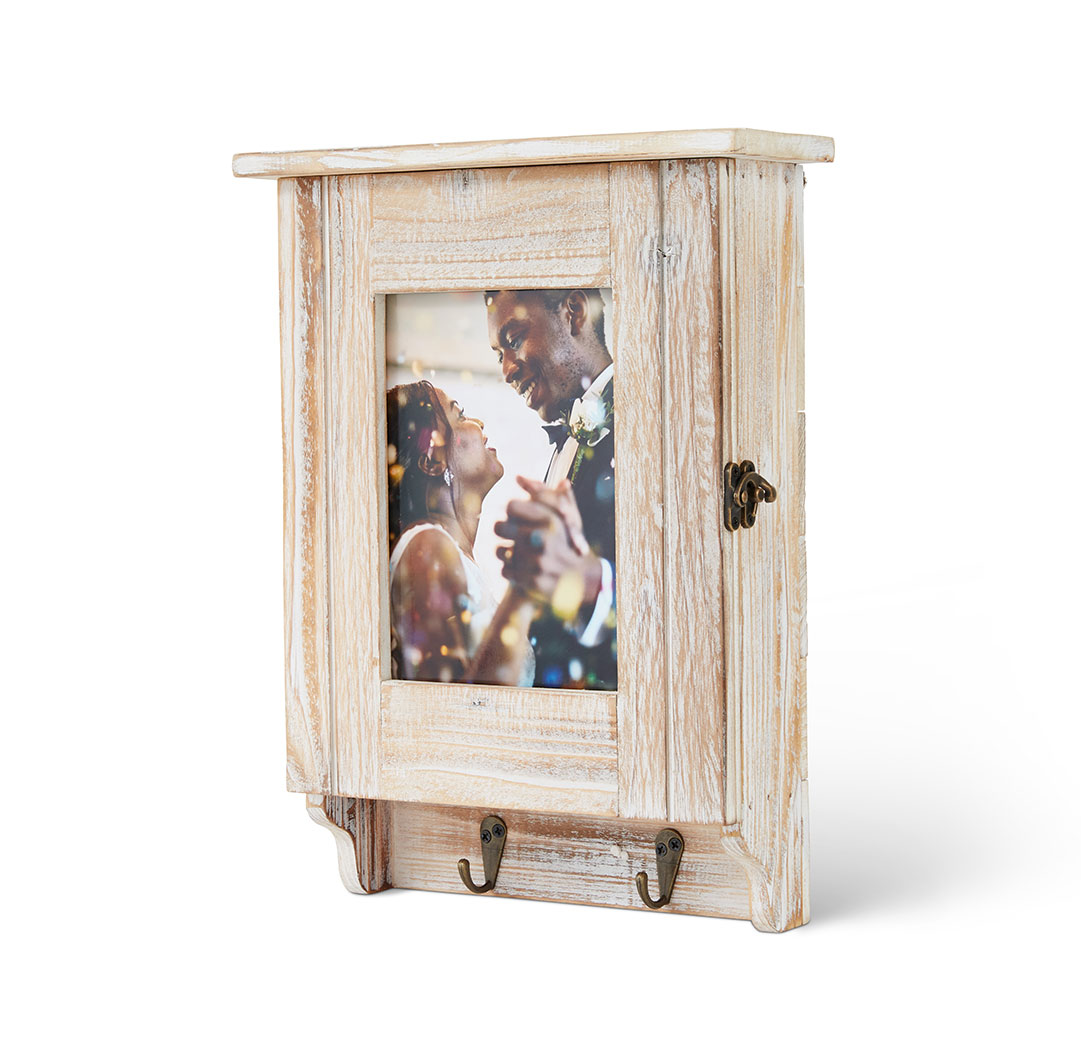 Armoire à clés avec lavis blanc 5 x 7 po