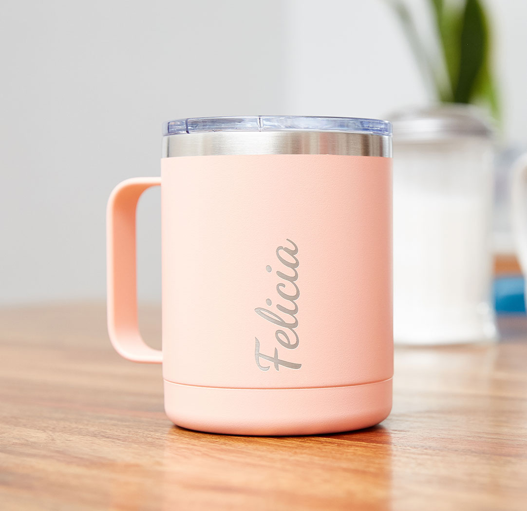 300ml Peach Personalized Travel Mug