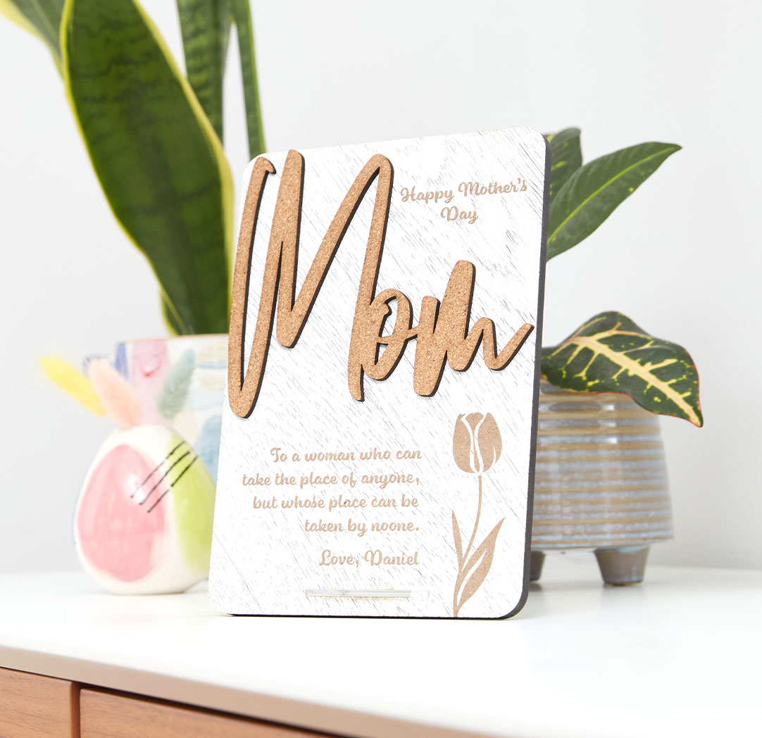 Mom Desktop Card - Wood