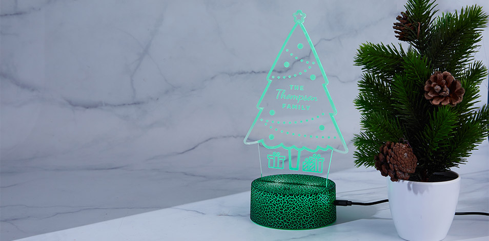 Personalized Cracked Black LED Sign - Christmas Tree