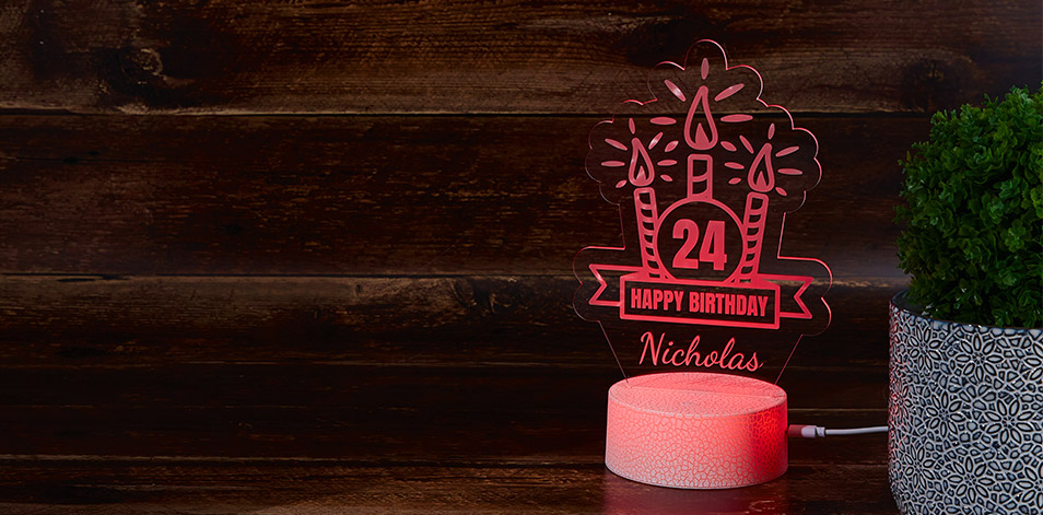 Personalized Cracked White LED Sign - Birthday Candles