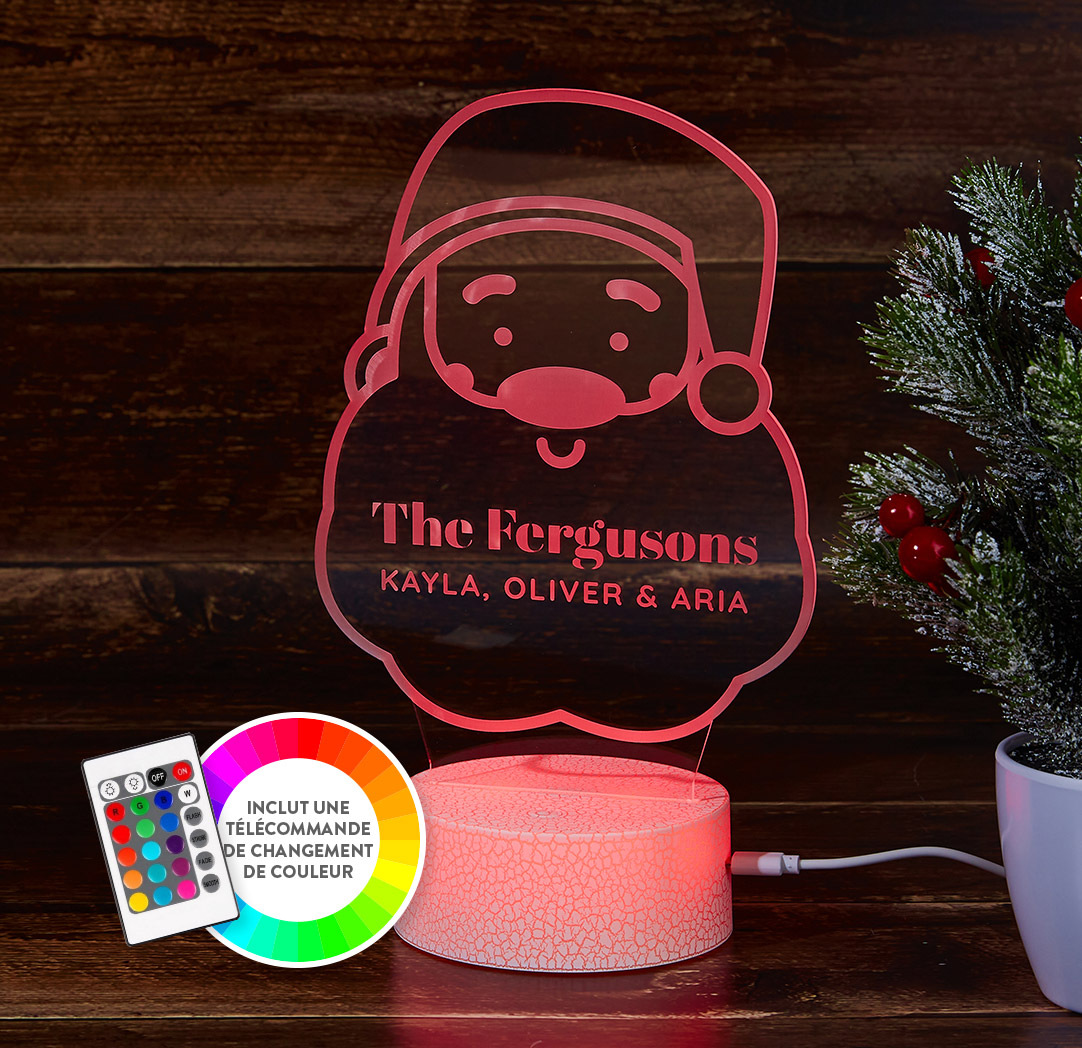 Panneau à DEL personnalisé blanc craquelé - Père Noël