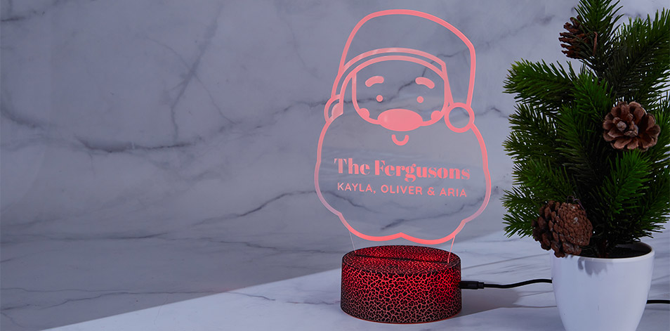 Panneau à DEL personnalisé noir craquelé - Père Noël